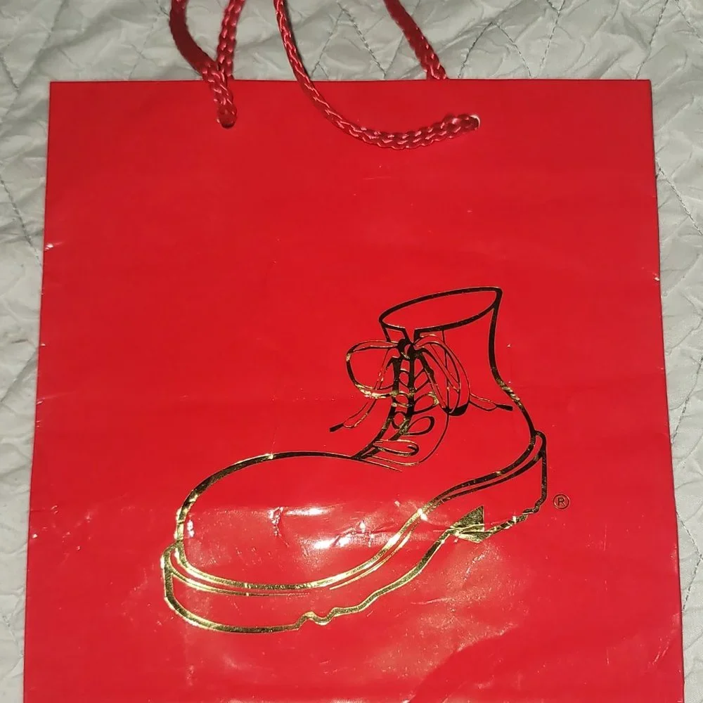 DOC MARTEN JACK BOOT COMBAT BOOT Red & Gold Gift Bag Small 6